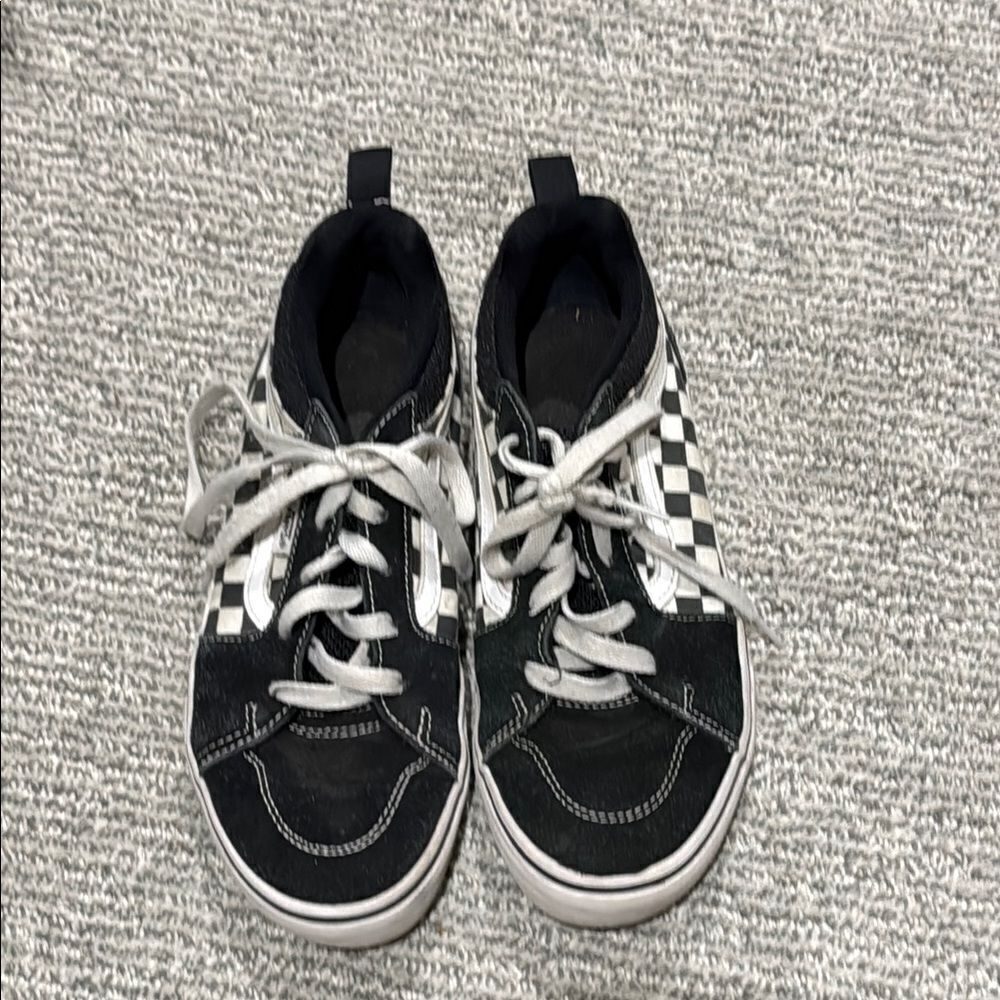 Kids Black and White Checkered Vans Sneakers